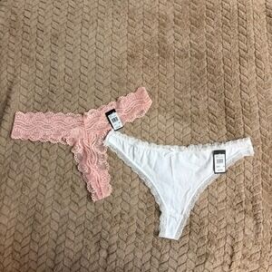 Frederick's of Hollywood Thong Panties 1X NWT Lace Cotton Blend Bundle Plus Size